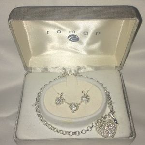 Silver-Tone Plated Earrings/Necklace/Bracelet